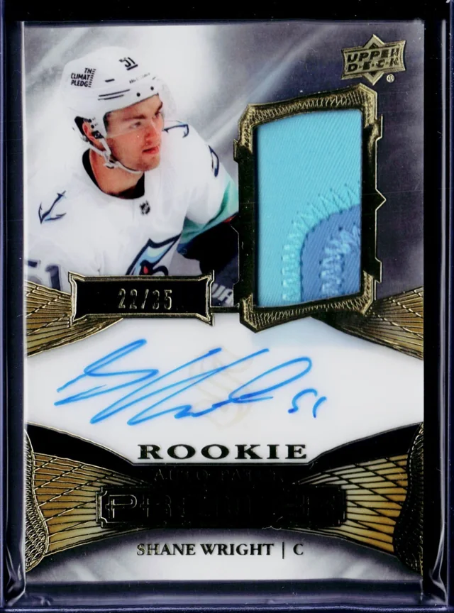 Shane Wright Premier rookie autograph patch card, numbered 22 of 35, listed on the founder's store